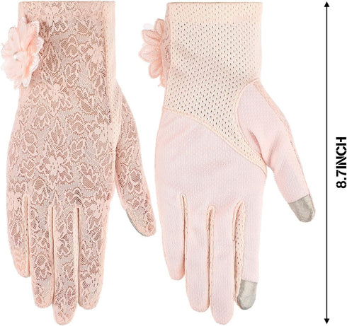SATINIOR Lace Gloves Women Short Floral Gloves Fingerless Gloves Elegant Ladies Gloves for Wedding Party...